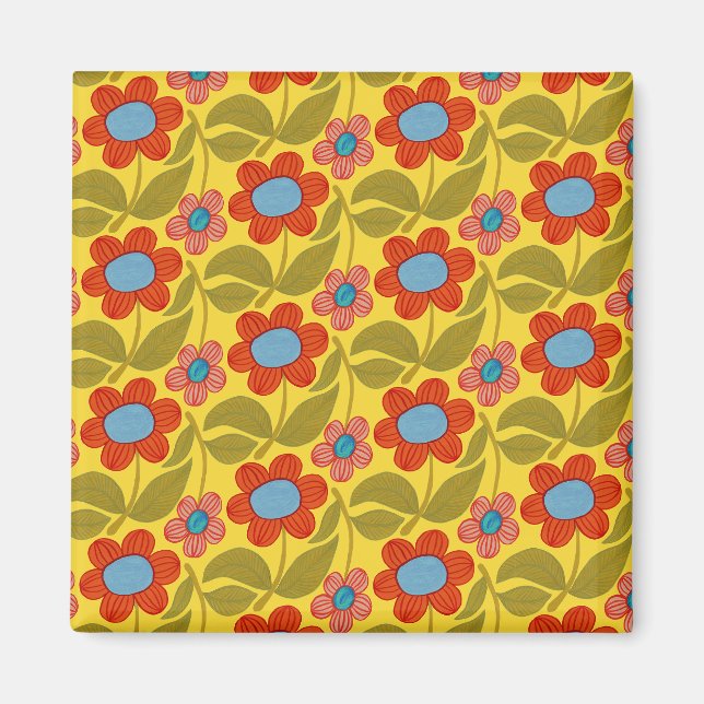 Vibrant Flower Pattern Magnet (Framsidan)