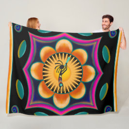 Vibrant Flower Southwest Kokopelli Ull Blank Fleecefilt