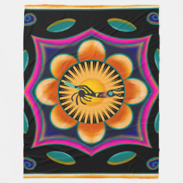 Vibrant Flower Southwest Kokopelli Ull Blank Fleecefilt