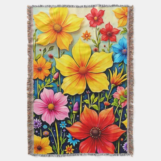 Vibrant Flowers: Garden of Joy Art Filt (Framsidan Vertikal)