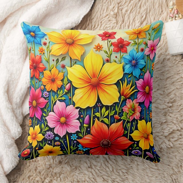 Vibrant Flowers: Garden of Joy Art Kudde (Filt)