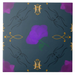 Vibrant Flowers i Lila - dekorationsrum i hemmet Kakelplatta