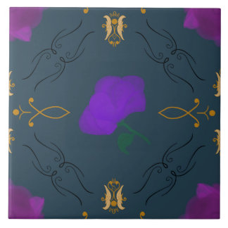 Vibrant Flowers i Lila - dekorationsrum i hemmet Kakelplatta