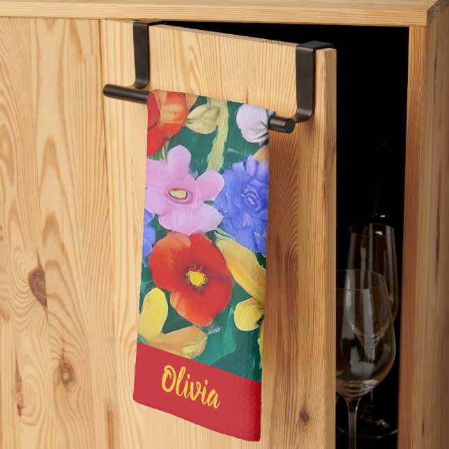 Vibrant Flowers Kitchen Towels Kökshandduk (Thirds Fold)