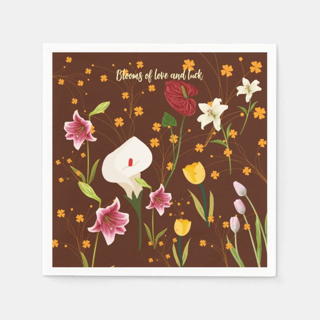 Vibrant Flowers Pappersservett (Framsidan)