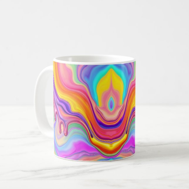 Vibrant Fluid Marble Abstract Kaffemugg (Framsida vänster)