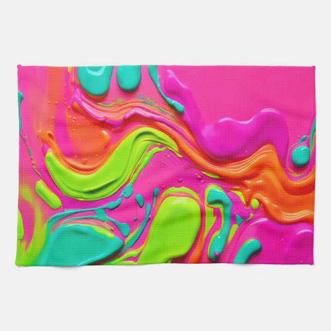 Vibrant flytande färg kökshandduk (Horisontell)