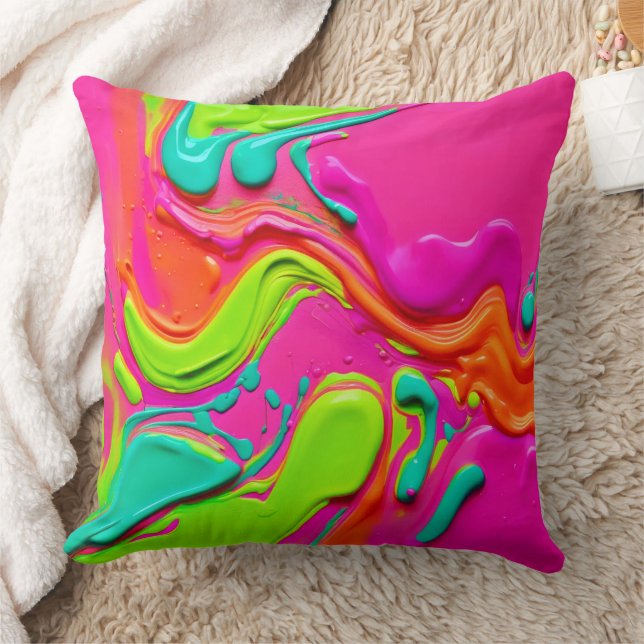 Vibrant flytande färg kudde (Filt)
