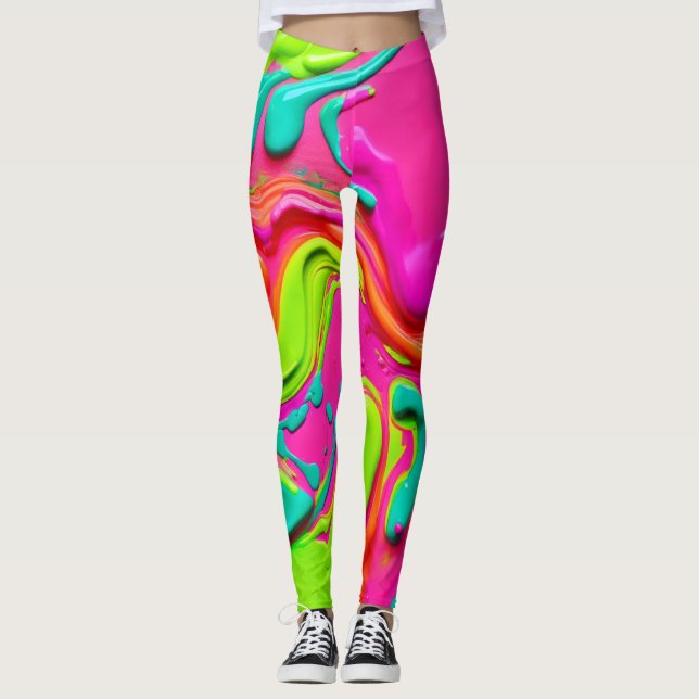 Vibrant flytande färg leggings (Framsida)