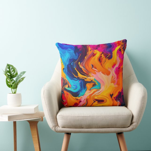 Vibrant flytande konst kudde (Stol)