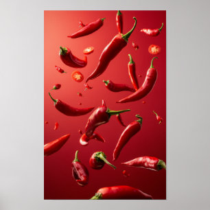 Vibrant Flytande rödpeppar Poster mat