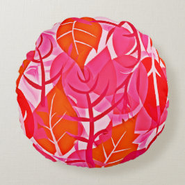 Vibrant Foliage Elegance Mönster Rund Kudde