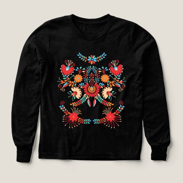Vibrant Folk Blommigt T-Shirt (Design framsida)