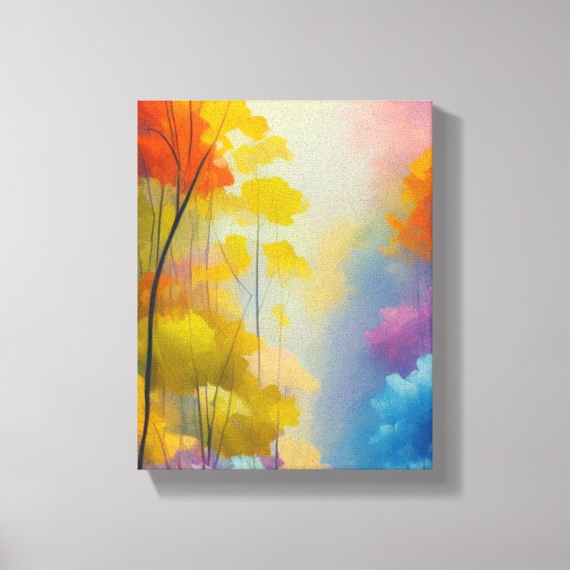 Vibrant Forest Landcape Painting Canvastryck (Framsida)
