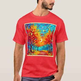 Vibrant Forest Väg till Måne T Shirt