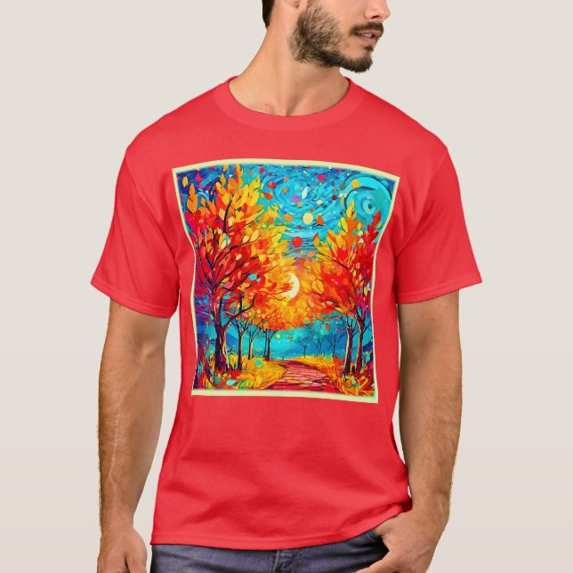 Vibrant Forest Väg till Måne T Shirt (Framsida)
