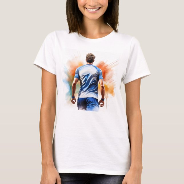 Vibrant fotbollsspelare i aktion - Idrottskonst De T Shirt (Framsida)