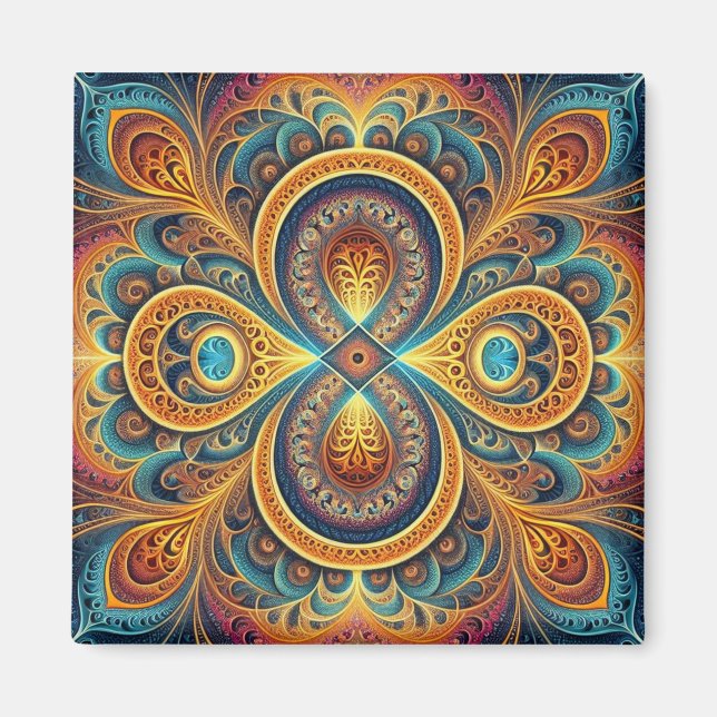 Vibrant Fractal Art Magnet (Framsidan)