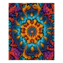 Vibrant Fractal Bloom Perfect Poster
