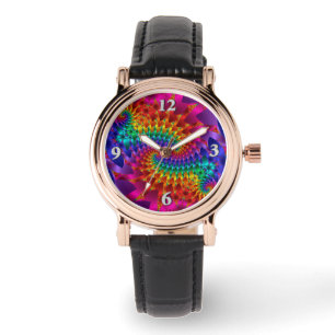 Vibrant Fractal Dragons Armbandsur