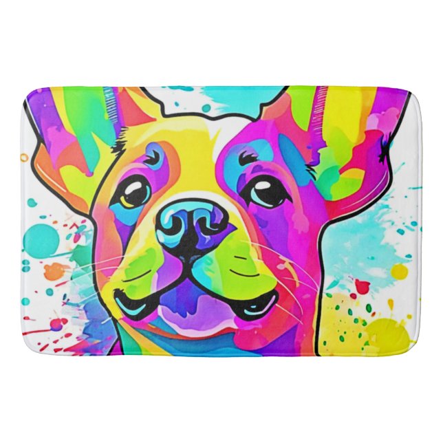 Vibrant Frenchie Bulldog Puppy Art Badrumsmatta (Framsidan)