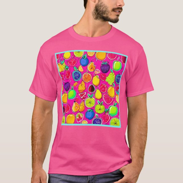 Vibrant Fruit Fusion Mönster T Shirt (Framsida)