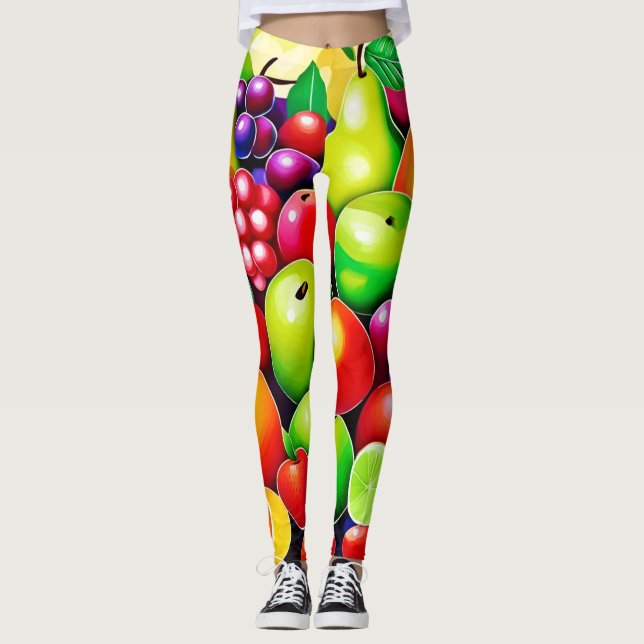 Vibrant Fruit Medley Art Leggings (Framsida)