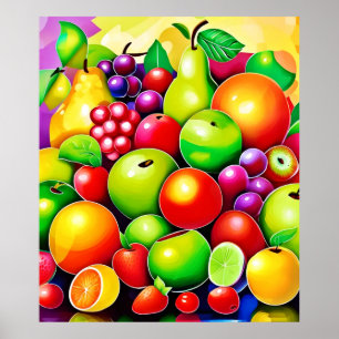 Vibrant Fruit Medley Art Poster