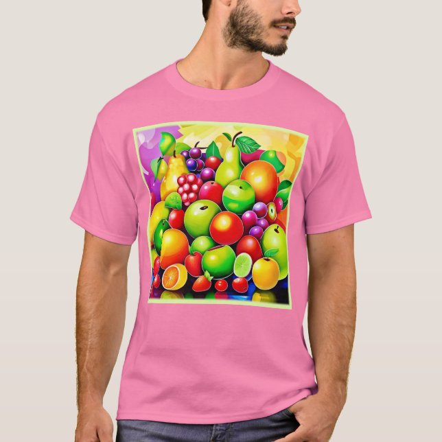 Vibrant Fruit Medley Art T Shirt (Framsida)