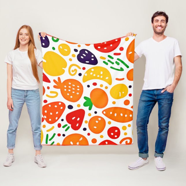 Vibrant Fruit Mönster Fleecefilt (På plats)
