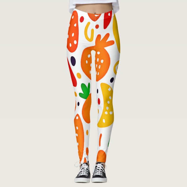 Vibrant Fruit Mönster Leggings (Framsida)