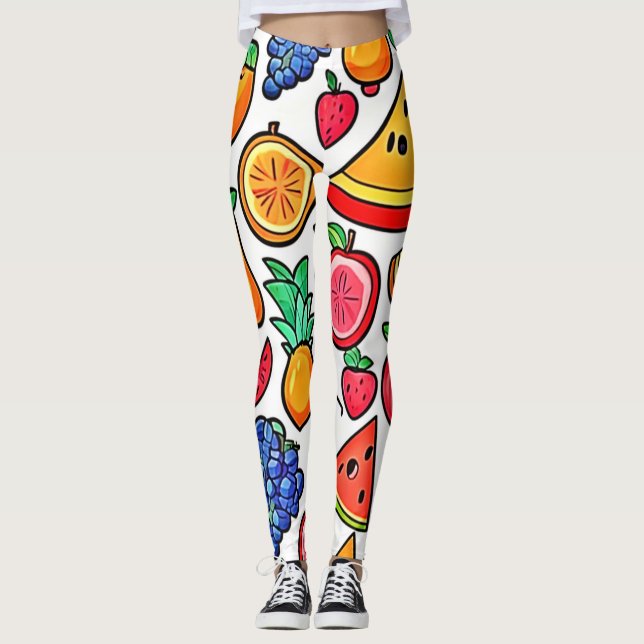 Vibrant Fruit Mönster Leggings (Framsida)