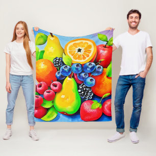 Vibrant Frukt still Life Fleecefilt