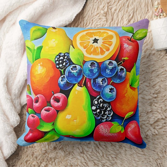 Vibrant Frukt still Life Kudde (Filt)