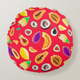 Vibrant Fruktig Delight Mönster Rund Kudde