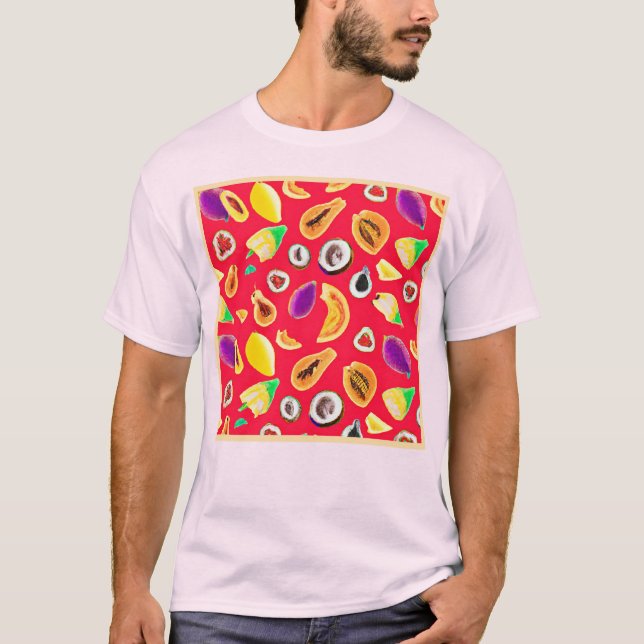 Vibrant Fruktig Delight Mönster T Shirt (Framsida)
