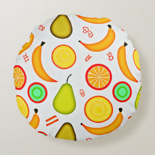 Vibrant Fruktig Kaleidoscope Mönster Rund Kudde