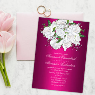 Vibrant Fuchsia Rosa Boho Ro Bröllop Inbjudningar