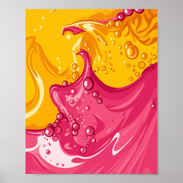 Vibrant Fusion of Pink and Golden Liquid Energy Poster (Framsidan)