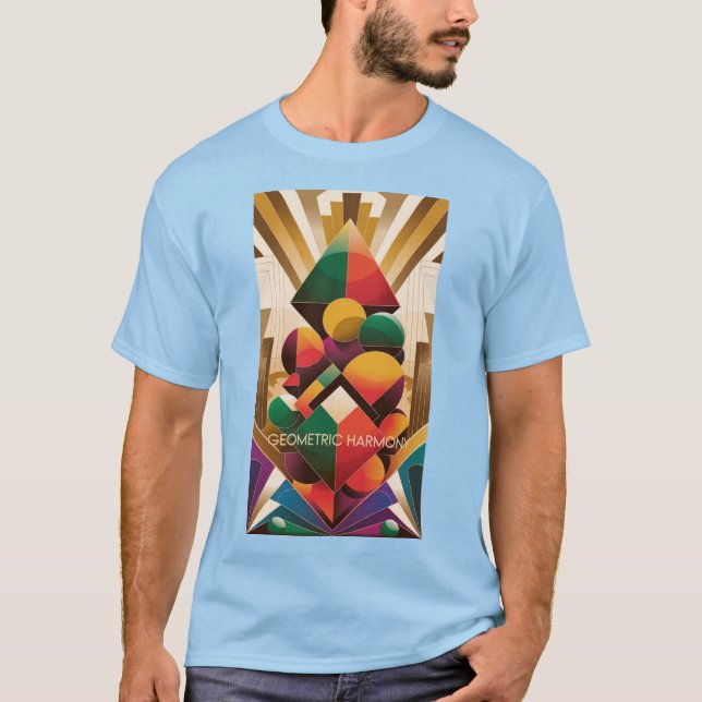 Vibrant Futuristic Art Deco Illustration T Shirt (Framsida)