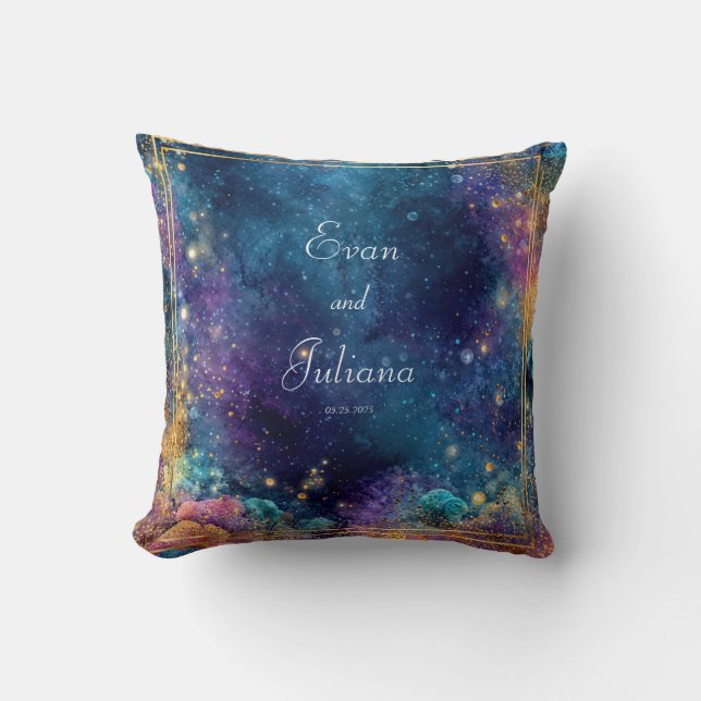 Vibrant Galaxy Bröllop Kudde (Framsida)