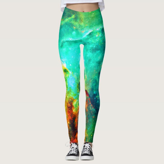 Vibrant Galaxy Canvas Art Leggings (Framsida)