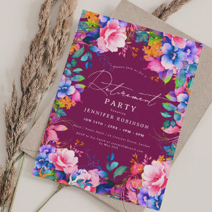 Vibrant Garden Blommigt Pension Party Magenta Inbjudningar