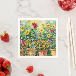 Vibrant Garden Blommigt - vattenfärgsdecoupage Pappersservett
