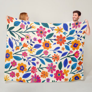 Vibrant Garden Glow 60 x 80 Fleece Blanket