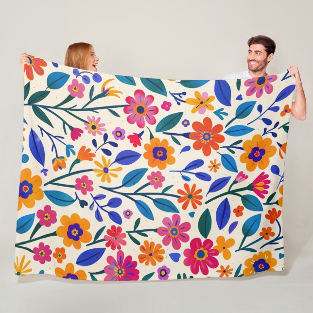 Vibrant Garden Glow 60 x 80 Fleece Blanket (På plats)