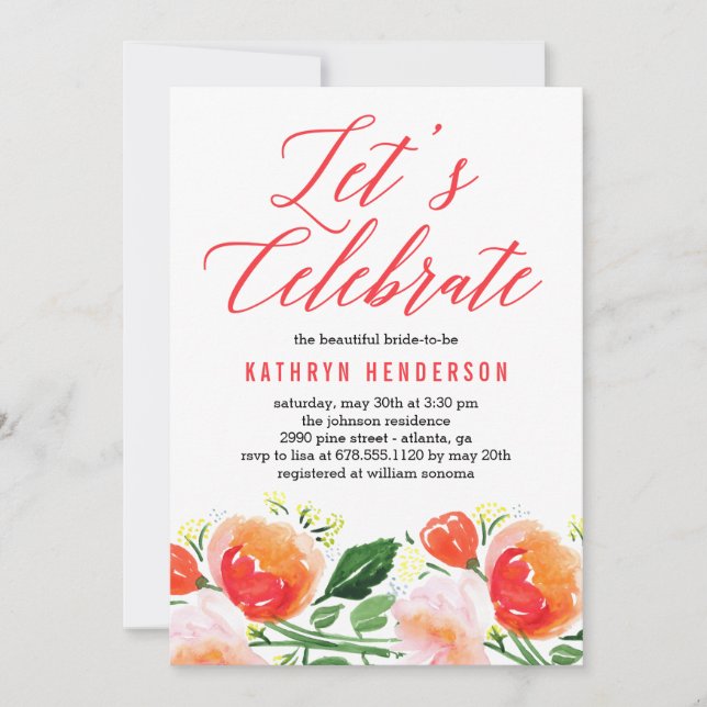 Vibrant Garden Inbjudningskort för möhippan (Framsida)