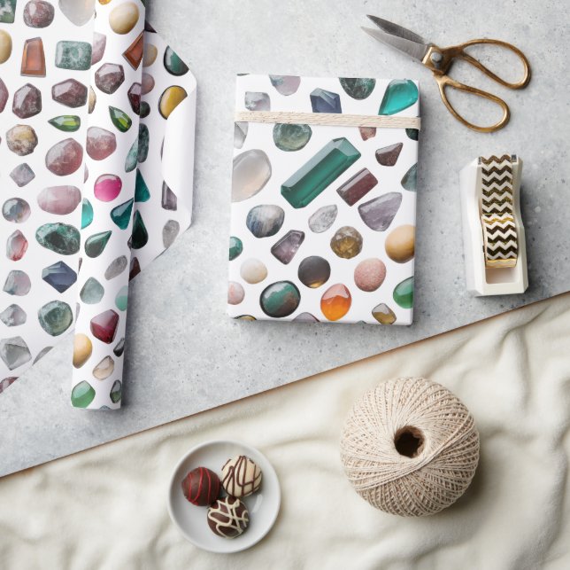 Vibrant Gemstone Pattern Presentpapper (Hantverk)