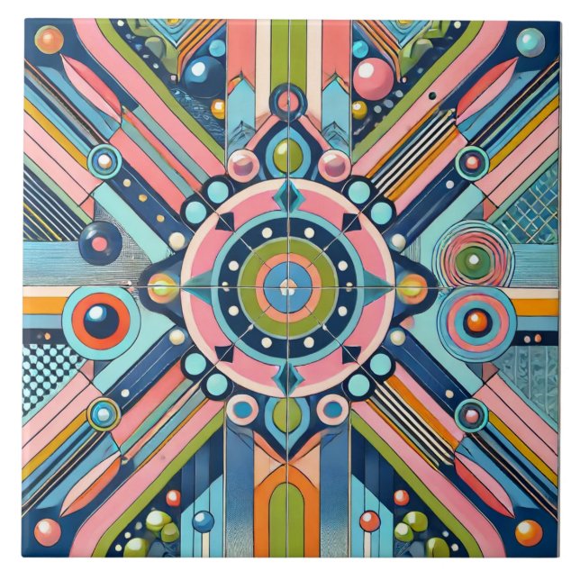 Vibrant Gen Z Geometric Tile Kakelplatta (Framsidan)