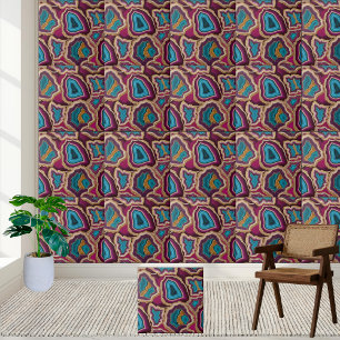 Vibrant Geode Agate Segce Mönster Tile Kakelplatta